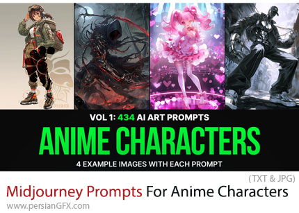 دانلود 434 پرامپت میدجورنی برای طراحی کاراکترهای انیمه ای - Midjourney Prompts For Anime Characters