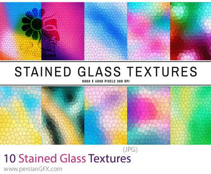 دانلود 10 تکسچر شیشه ای رنگارنگ - Stained Glass Textures