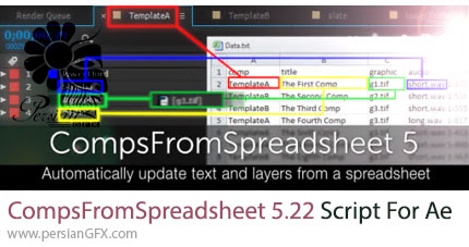 دانلود اسکریپت CompsFromSpreadsheet 5.22 برای ساخت کامپوزیشن های مختلف با جدول های اکسل در افترافکت