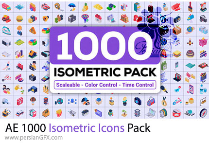 دانلود پروژه افترافکت 1000 آیکون ایزومتریک متنوع + آموزش - Isometric Icons Pack