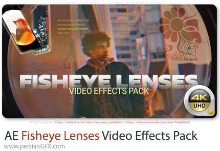 دانلود پروژه افترافکت افکت ویدئویی لنز چشم ماهی + آموزش - Fisheye Lenses Video Effects Pack