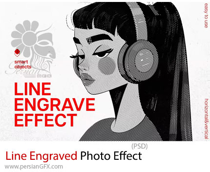 دانلود قالب لایه باز ایجاد افکت حکاکی خطی روی عکس - Line Engraved Photo Effect