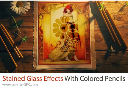 آموزش ایجاد افکت شیشه رنگی با مداد رنگی - Stained Glass Effects With Colored Pencils