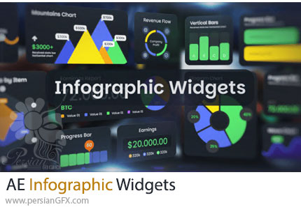 دانلود قالب آماده افتر افکت اینفوگرافیک برای ویجتهای حرفهای + آموزش - Infographic Widgets
