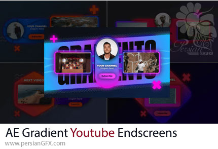 دانلود پروژه افترافکت انداسکرین یوتیوب با گرادینت رنگی + آموزش - Gradient Youtube Endscreens