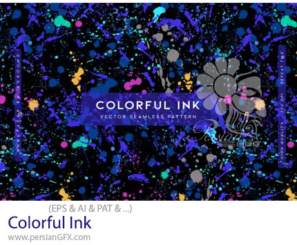 دانلود پترن قطرات جوهر رنگی برای فتوشاپ و ایلوستریتور - Colorful Ink