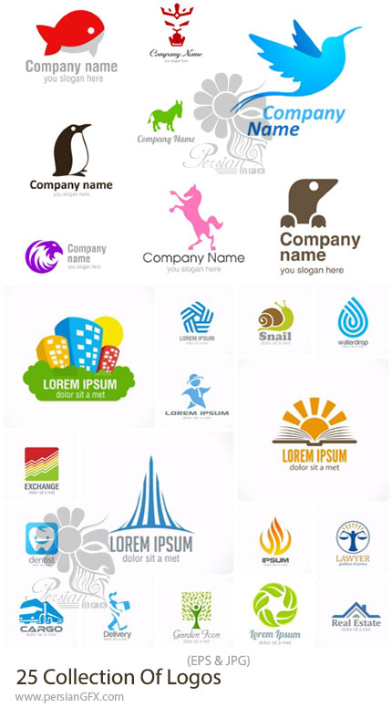 دانلود مجموعه وکتور طرح های آماده آرم و لوگوی متنوع - Collection of Logos