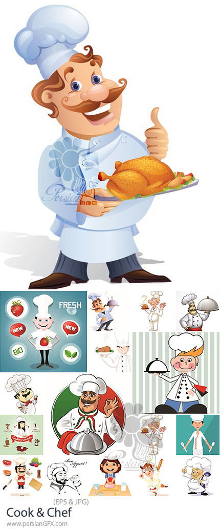 دانلود 25 وکتور آشپز و سرآشپز - Cook & Chef