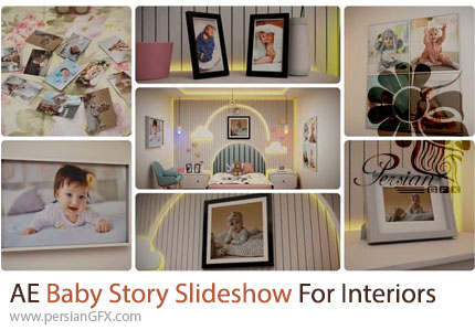 دانلود پروژه افترافکت اسلایدشو تصاویر نوزادی با دکوراسیون اتاق کودک + آموزش - Baby Story Slideshow for Interiors