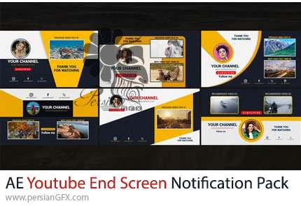دانلود پروژه افترافکت پک نوتیفیکیشن اند اسکرین یوتیوب + آموزش - Youtube End Screen Notification Pack