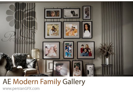 دانلود پروژه افترافکت اسلایدشو گالری عکس خانوادگی با قاب روی دیوار + آموزش - Modern Family Gallery