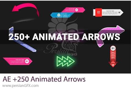 دانلود پروژه افترافکت بیش از 250 انیمیشن نشان و فلش + آموزش - Animated Arrows