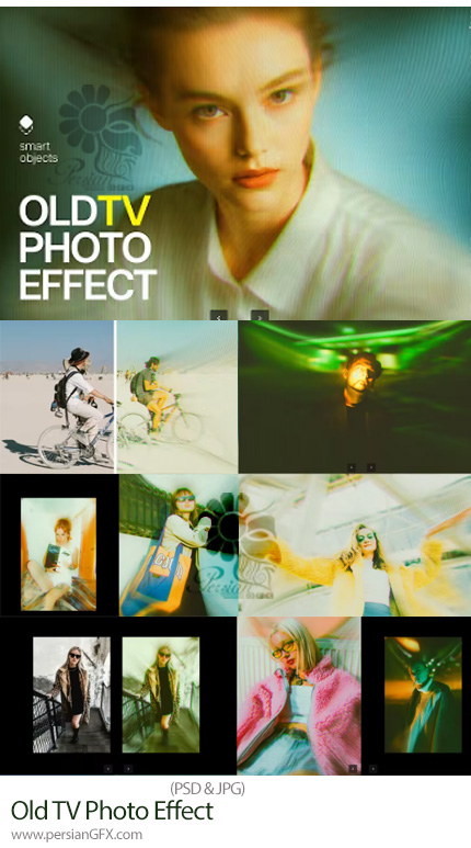 دانلود قالب لایه باز ایجاد افکت تلویزیون قدیمی بر روی عکس - Old TV Photo Effect