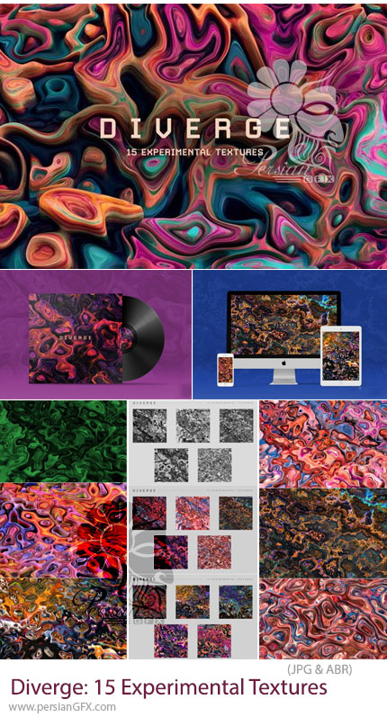 دانلود 15 تکسچر خلاقانه و منحصربهفرد برای گرافیستها + براش فتوشاپ - Chromasupply Diverge: 15 Experimental Textures