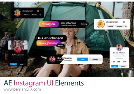 دانلود پروژه افترافکت المانهای رابط کاربری اینستاگرام - Instagram UI Elements