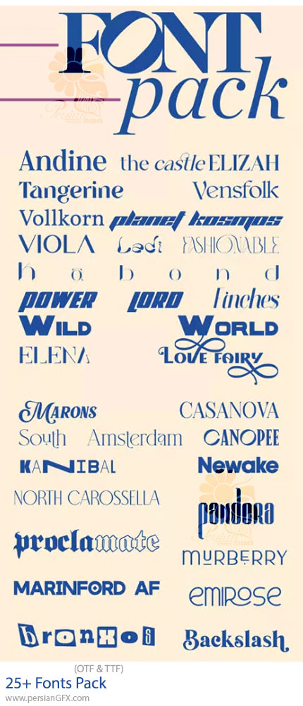 دانلود بیش از 25 فونت انگلیسی متنوع و کاربردی برای طراحی گرافیک - Fonts Pack
