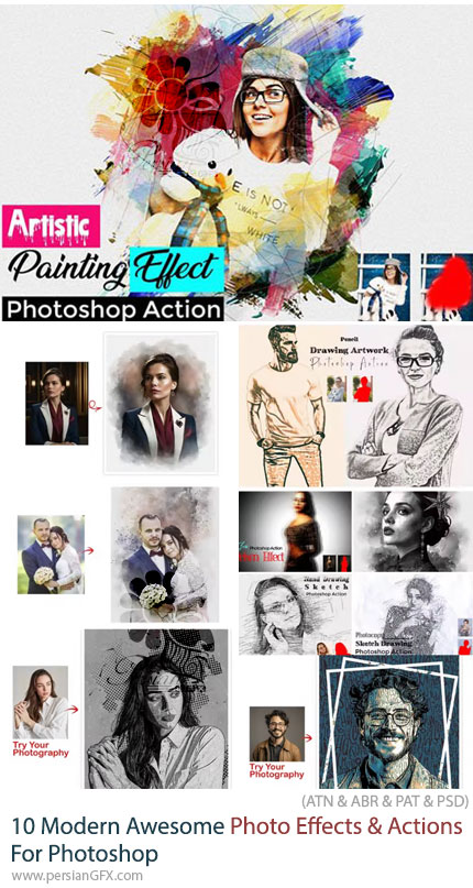 دانلود 10 اکشن افکت عکس و افکت عکس مدرن برای فتوشاپ - Modern Awesome Photo Effects & Actions For Photoshop