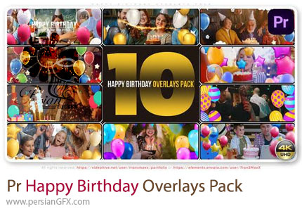 دانلود پروژه پریمیر پک افکت پوششی برای تبریک تولد - Happy Birthday Overlays Pack