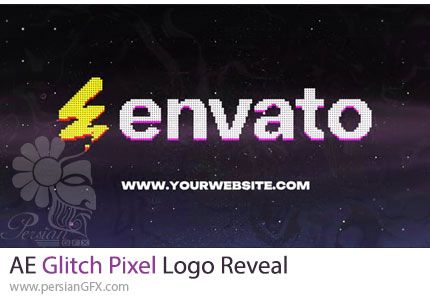 دانلود پروژه افترافکت نمایش لوگو با افکت پیکسلی گلیچ + آموزش - Glitch Pixel Logo Reveal
