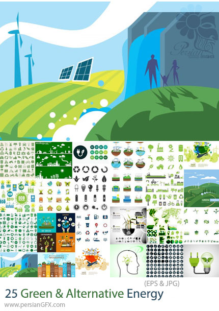 دانلود 25 وکتور با موضوع انرژی سبز و تجدیدپذیر - Green & Alternative Energy