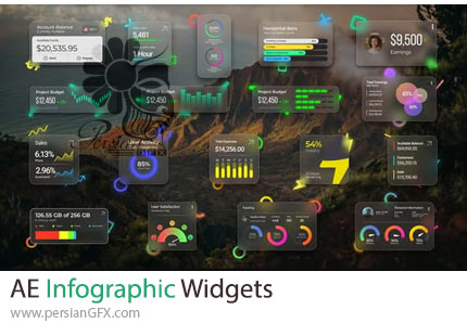 دانلود پروژه افترافکت ویجتهای اینفوگرافیک مدرن + آموزش - Infographic Widgets
