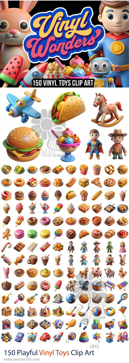 دانلود 150 کلیپآرت اسباببازی وینیل فانتزی - Playful Vinyl Toys Clip Art