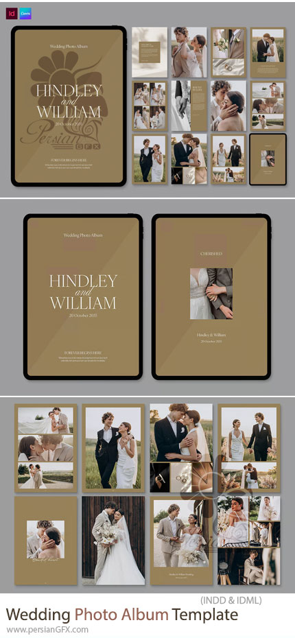 دانلود قالب ایندیزاین طراحی آلبوم دیجیتال عروسی - Wedding Photo Album Template (Digital)