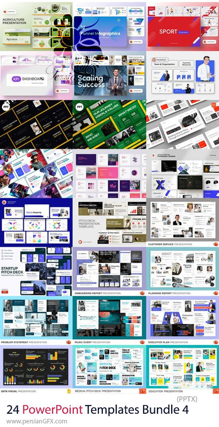 دانلود مجموعه 24 پرزنتیشن پاورپوینت برای کسب‌وکار و آموزش - PowerPoint Templates Bundle 4