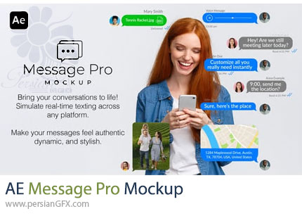دانلود پروژه افترافکت موکاپ حرفه ای چت و پیام شبکه های اجتماعی + آموزش - Message Pro Mockup