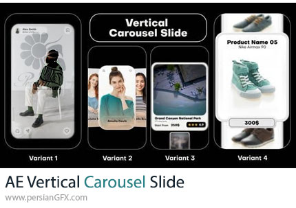 دانلود پروژه افترافکت اسلایدشو کاروسل عمودی + آموزش - Vertical Carousel Slide