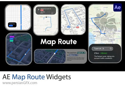دانلود پروژه افترافکت ویجت های مسیریابی و نقشه متحرک + آموزش - Map Route Widgets