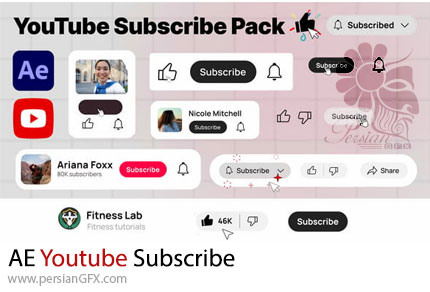 دانلود پروژه افترافکت دکمه های ساب اسکرایب یوتبوب + آموزش - Youtube Subscribe
