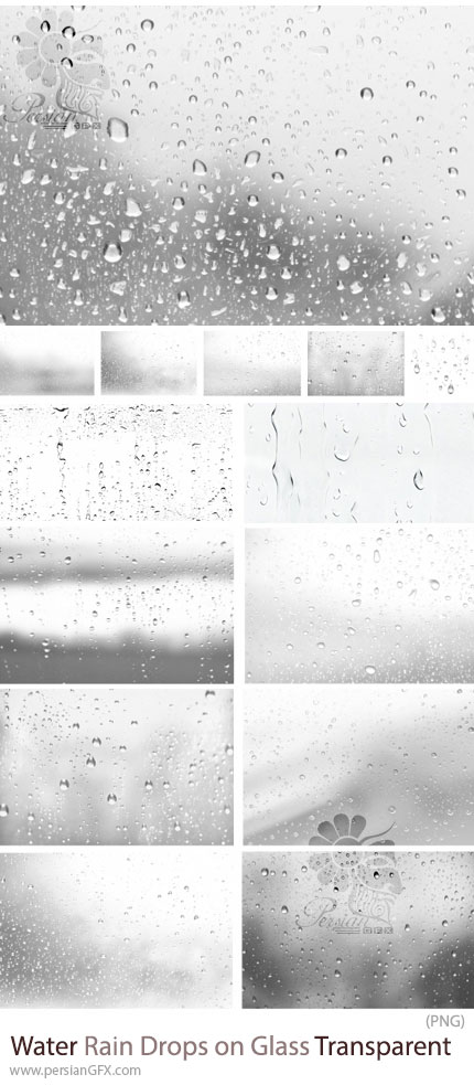 دانلود 24 تصویر PNG قطرات باران روی شیشه - Water Rain Drops on Glass Transparent