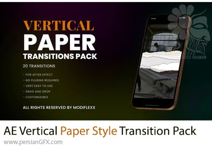 دانلود پروژه افترافکت 20 ترانزیشن عمودی به سبک کاغذی + آموزش - Vertical Paper Style Transition Pack