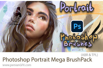 دانلود مجموعه براش‌ فتوشاپ بافت‌دار حرفه‌ای برای روتوش و نقاشی پرتره - Photoshop Portrait Mega BrushPack by AvvArt