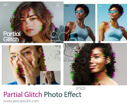 دانلود قالب لایه باز ایجاد افکت گلیچ جزئی و مدرن بر روی تصاویر - Partial Glitch Photo Effect