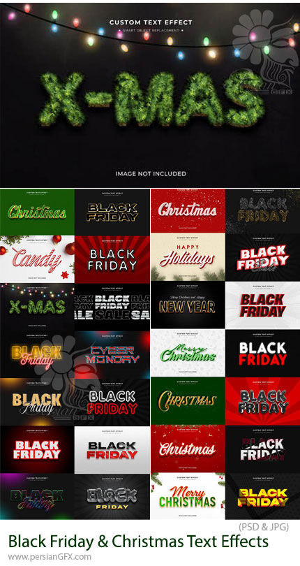 دانلود 8 افکت متن لایه باز مناسب برای بلک فرایدی و کریسمس - Black Friday & Christmas Text Effects
