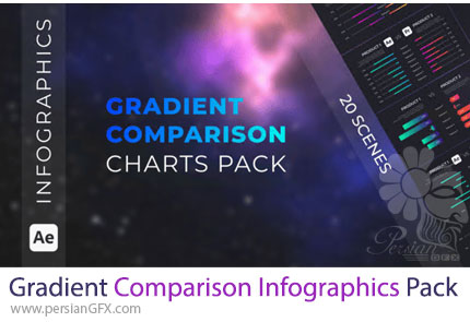دانلود پروژه افترافکت پک نمودار اینفوگرافیک مقایسهای با افکت گرادینت - Gradient Comparison Infographics Pack