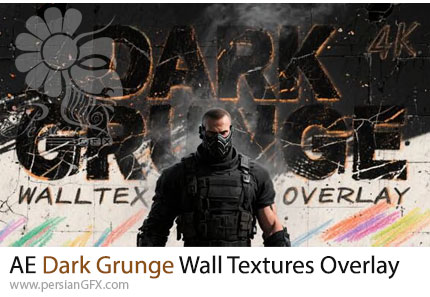 دانلود پروژه افترافکت پک اورلی تکسچر دیوار گرانج تاریک + آموزش - Dark Grunge Wall Textures Overlay Pack