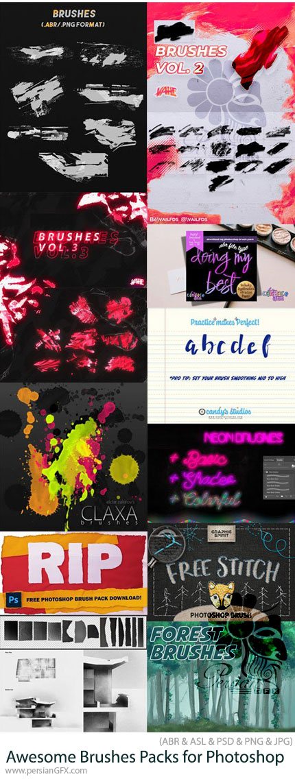 دانلود بیش از 10 براش فتوشاپ حرفه ای برای طراحی - Awesome Brushes Packs for Photoshop