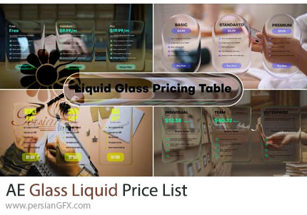 دانلود پروژه افترافکت لیست قیمت با افکت شیشه ای مایع + آموزش - Glass Liquid Price List