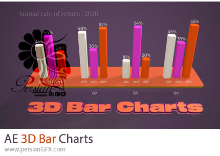 دانلود پروژه افترافکت نمودارهای ستونی سهبعدی + آموزش - 3D Bar Charts