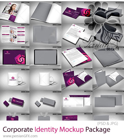 دانلود 15 موکاپ لایه باز ست اداری شامل کارت ویزیت، بروشور، مجله و ... - Corporate Identity Mockup Package