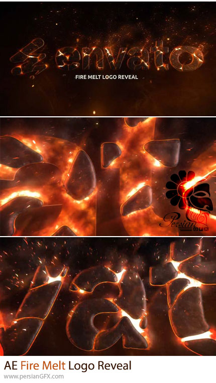 دانلود پروژه افترافکت نمایش لوگو با افکت ذوب شدن آتش - Fire Melt Logo Reveal