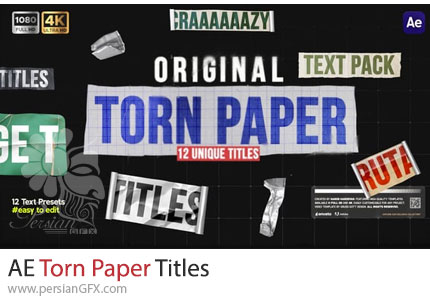 دانلود پروژه افترافکت عناوین متحرک با افکت کاغذ پاره + آموزش - Torn Paper Titles