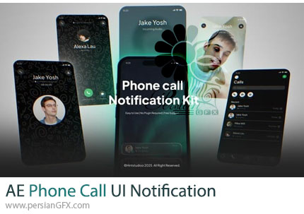 دانلود پروژه افترافکت نوتیفیکیشن تماس تلفنی با رابط کاربری موبایل + آموزش - Phone Call UI Notification
