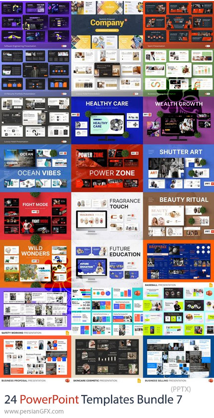 دانلود مجموعه 24 پرزنتیشن پاورپوینت برای کسبوکار و آموزش - PowerPoint Templates Bundle 7