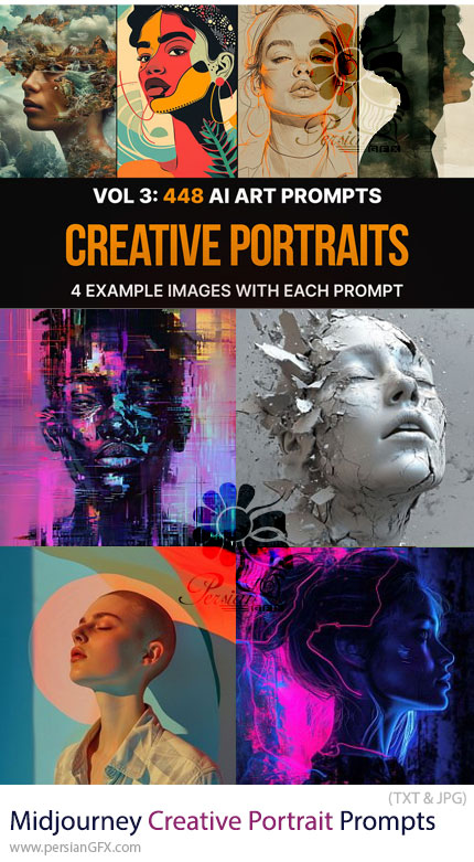 دانلود 448 پرامپت میدجورنی برای طراحی پرتره های خلاقانه - Midjourney Creative Portrait Prompts: Vol 3