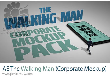 دانلود پروژه افترافکت پک موکاپ شرکتی با انیمیشن راه رفتن مرد + آموزش - The Walking Man (Corporate Mockup Pack)