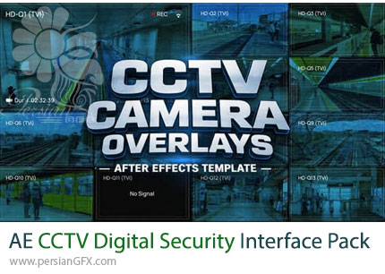 دانلود پروژه افترافکت پک رابط امنیتی دوربین مداربسته + آموزش - CCTV Digital Security Interface Pack